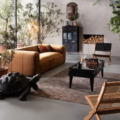 Fashion Bank Cubetto 3-Zits Fluweel Bruin Kasten|Tuinmeubelen