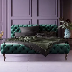 Clearance Bed Desire Fluweel Groen 180x200cm Bedden|Kasten