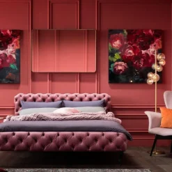 Outlet Bed Desire Fluweel Roze 160x200cm Bedden|Kasten