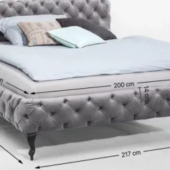 Clearance Bed Desire Fluweel Zilvergrijs 200x200cm Bedden|Kasten
