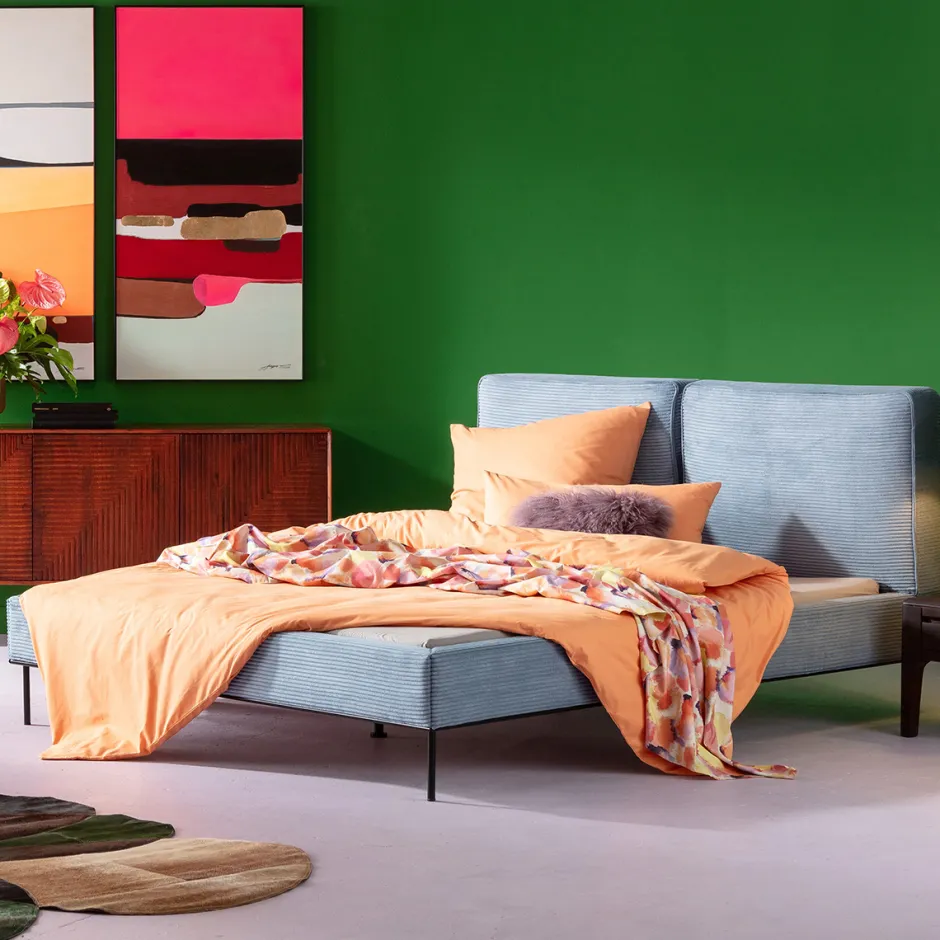 Outlet Bed East Side Cord Blue 180x200cm Bedden|Tuinmeubelen