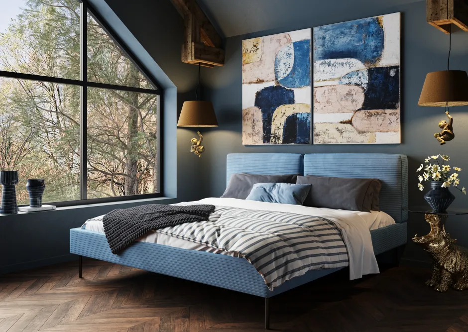 Outlet Bed East Side Cord Blue 180x200cm Bedden|Tuinmeubelen