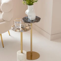 Best Bijzettafel Agate Base White 25cm Tafels|Tuinmeubelen