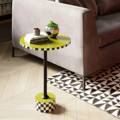 Discount Bijzettafel Domero Checkers Olive Ø25cm Kasten|Tafels