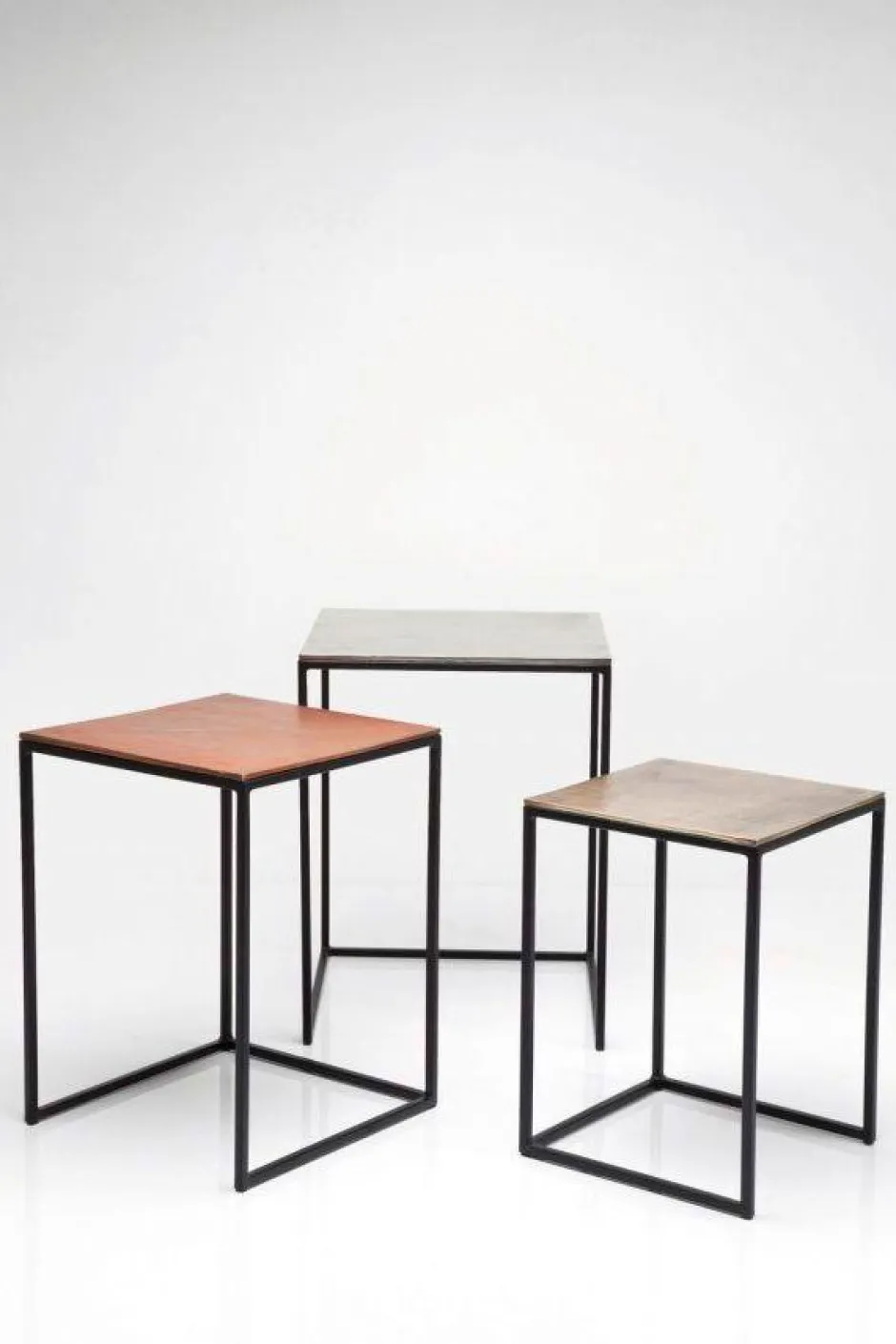 Clearance Bijzettafel Loft Vierkant Vintage (3-delig) 41x41cm Kasten|Tafels
