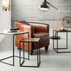 Clearance Bijzettafel Loft Vierkant Vintage (3-delig) 41x41cm Kasten|Tafels