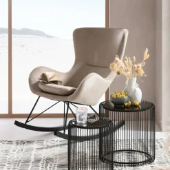 Cheap Bijzettafel Wire Zwart (2-delig) Ø44cm Kasten|Tuinmeubelen
