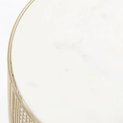 Best Sale Bijzettafel Wit Marmeren Messing Ø32cm Kasten|Tafels