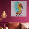 Clearance Canvas Headdress Dog 80x80cm Wanddecoratie