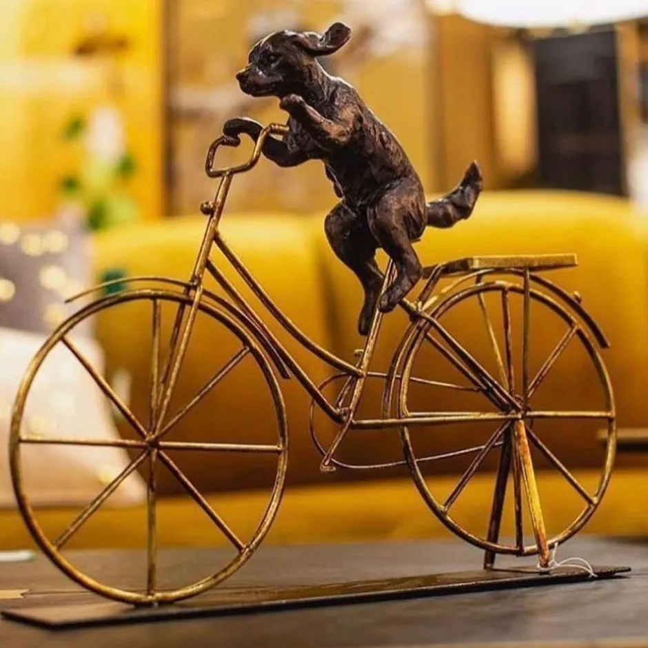 Best Sale Decofiguur Dog With Bicycle Opbergers|Woondecoratie