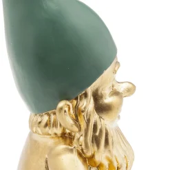 Discount Decofiguur Dwerg Zittend Goud Groen 19cm Opbergers|Woondecoratie