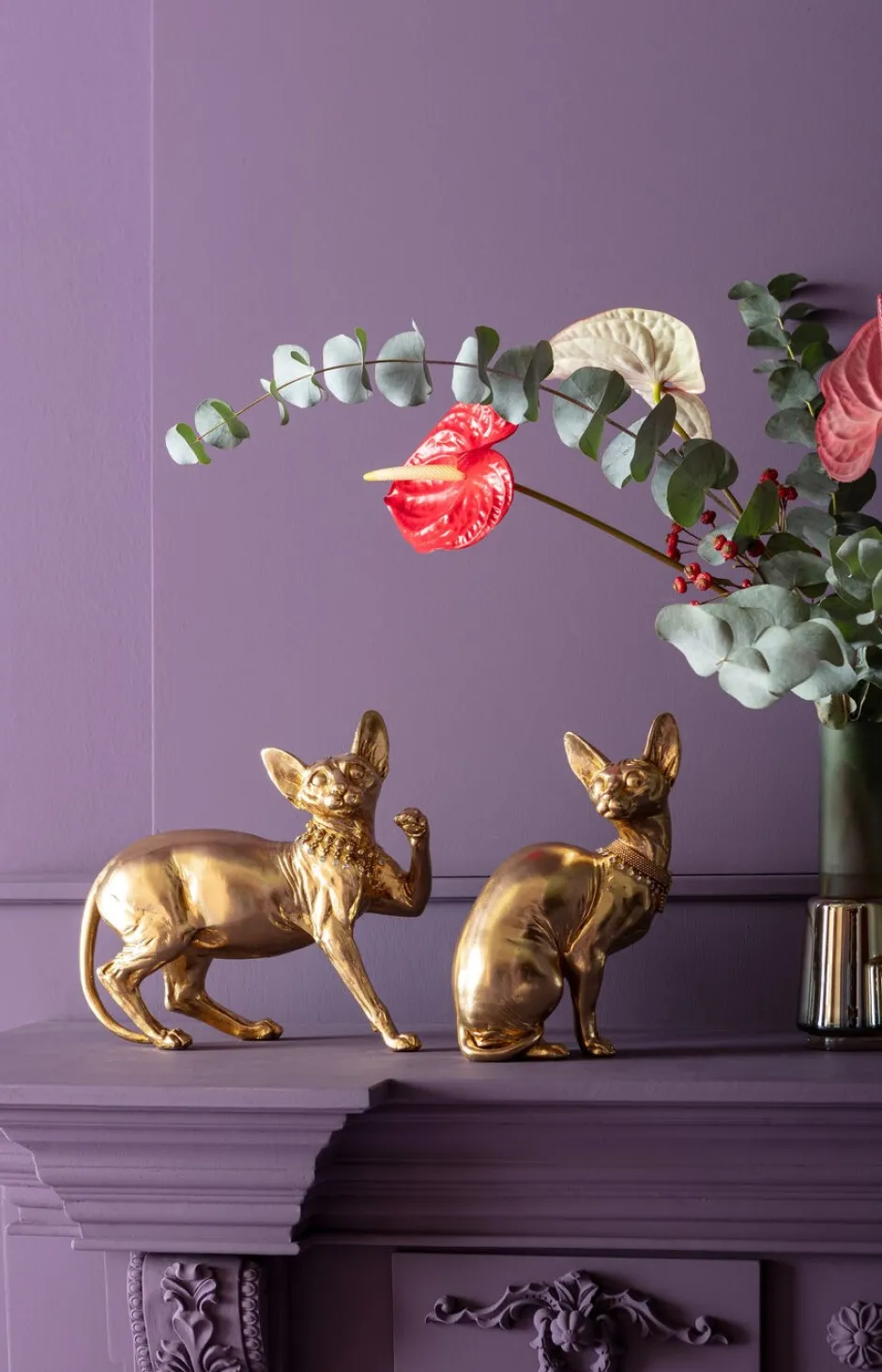 Discount Decofiguur Sitting Cat Audrey Gold 27cm Opbergers|Woondecoratie