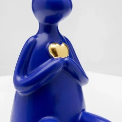 Outlet Decofiguur Sitting Rabbit Heart Blue 29cm Opbergers|Woondecoratie