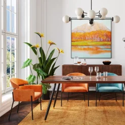 Store Eetkamerstoel Alexia Fluweel Oranje Kasten|Stoelen