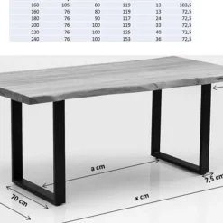 Store Eettafel Symphony Eiken Ruwstaal 200x100cm Kasten|Tafels
