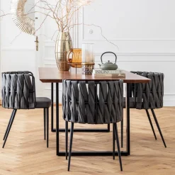 Best Eettafel Symphony Zwart 200x100cm Kasten|Tafels
