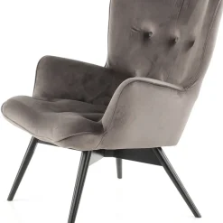 Best Fauteuil Black Vicky Fluweel Grijs Kasten|Fauteuils