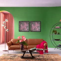 Discount Glas Schilderij Balloon Dog LED 80x80cm Wanddecoratie|Kasten
