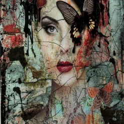 Discount Glas Schilderij Lady Butterfly 100x150cm Wanddecoratie|Tuinmeubelen