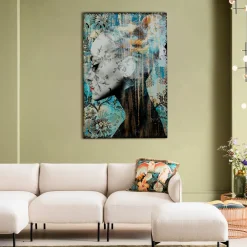 Outlet Glas Schilderij Lady Flower 100x150cm Wanddecoratie|Kasten