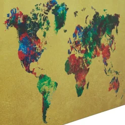 Sale Glas Schilderij Metallic Colourful Map 150x100cm Wanddecoratie|Kasten