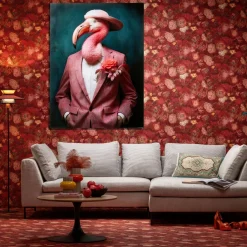 Cheap Glas Schilderij Mister Flamingo 120x160cm Wanddecoratie|Kasten