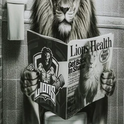 Hot Glasschilderij Bath Lion 60x80cm Wanddecoratie