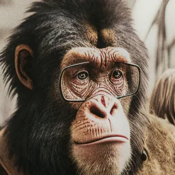 Store Glasschilderij Commuter Monkey 60x60cm Kasten|Tuinmeubelen