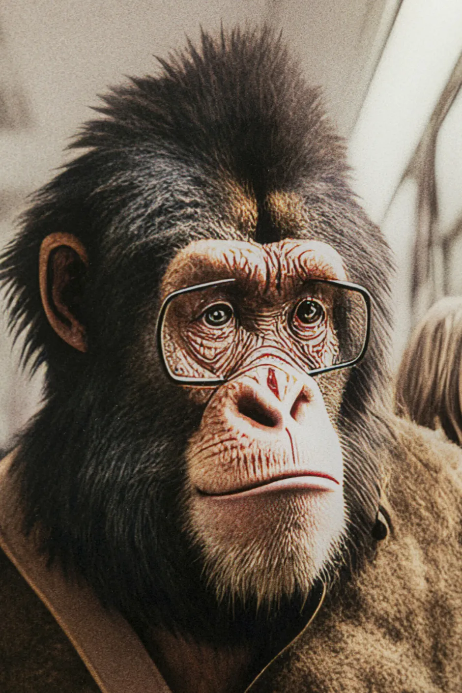 Store Glasschilderij Commuter Monkey 60x60cm Kasten|Tuinmeubelen