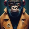 Fashion Glasschilderij Fashion Gorilla 60x80cm Wanddecoratie
