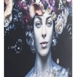Best Glasschilderij Flower Art Lady 80x80cm Wanddecoratie