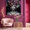 Best Glasschilderij Flower Art Lady 120x120cm Wanddecoratie