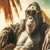 Flash Sale Glasschilderij Holiday Monkey 80x60cm Wanddecoratie|Kasten