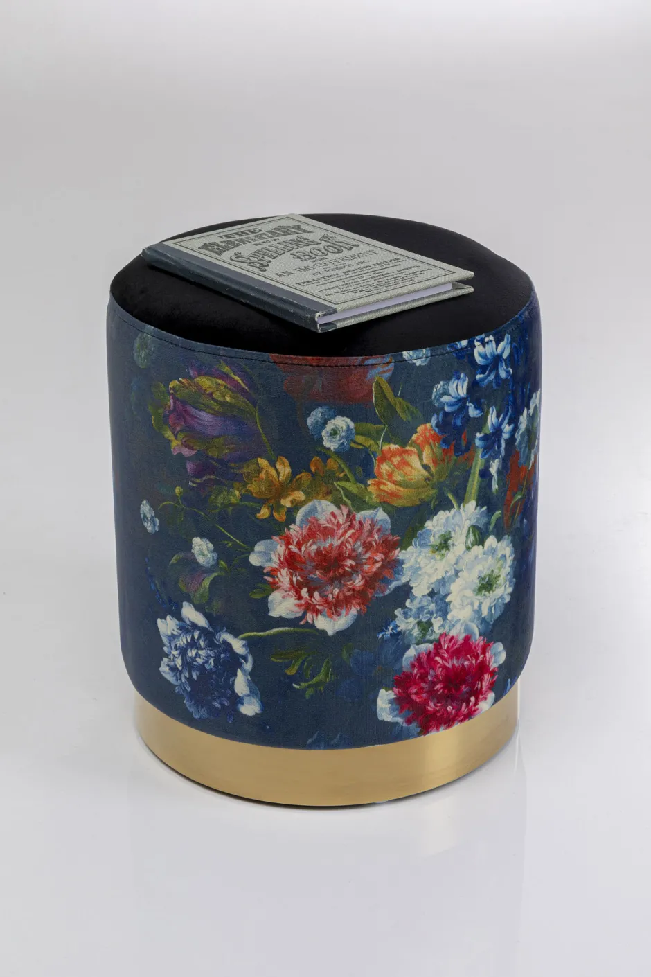 Discount Kruk Cherry Flower Black Brass Ø32cm Poefs & Krukken|Kasten