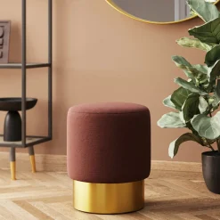 Store Kruk Cherry Lina Brown Brass Ø35cm Poefs & Krukken|Kasten