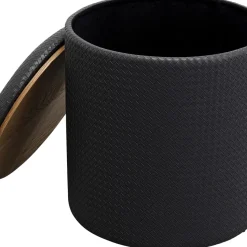 Store Poef Venezia Storage Black 40cm Poefs & Krukken|Kasten