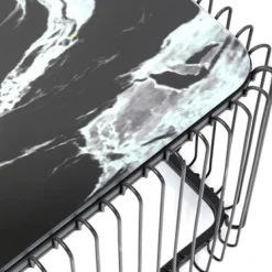 Best Sale Salontafel Wire Glass Marble Black 145x70cm Tafels|Tuinmeubelen