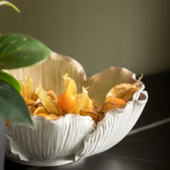 Fashion Schaal Flower Bloom Creme Goud Ø20 Servies & Tafelaccessoires|Woondecoratie