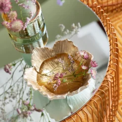 Fashion Schaal Flower Bloom Creme Goud Ø20 Servies & Tafelaccessoires|Woondecoratie