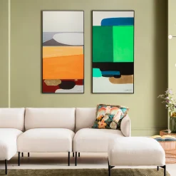 Discount Schilderij Abstract Shapes Green 73x143cm Wanddecoratie|Tuinmeubelen