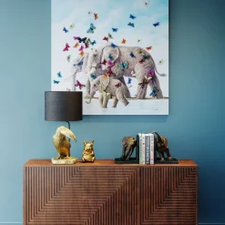 Discount Schilderij Touched Elephants With Butterflies 120x120cm Wanddecoratie|Kasten