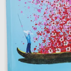 Store Schilderij Touched Flower Boat Blauw-Roze 100x80cm Wanddecoratie|Kasten