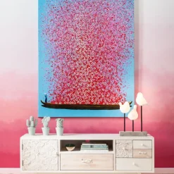 Store Schilderij Touched Flower Boat Blauw-Roze 100x80cm Wanddecoratie|Kasten