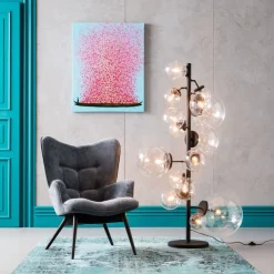 Store Schilderij Touched Flower Boat Blauw-Roze 100x80cm Wanddecoratie|Kasten