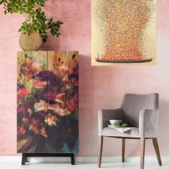 Fashion Schilderij Touched Flower Boat Goud-rood 100x80cm Wanddecoratie|Kasten