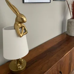 Best Tafellamp Animal Rabbit Gold/White 50cm Tafellampen|Kasten