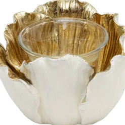 Clearance Theelichthouder Flower Bloom Creme Goud Ø10cm Woondecoratie|Kasten