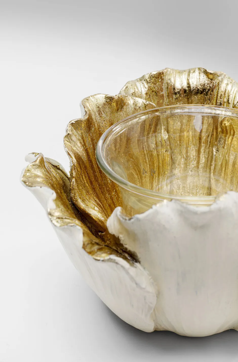Clearance Theelichthouder Flower Bloom Creme Goud Ø10cm Woondecoratie|Kasten