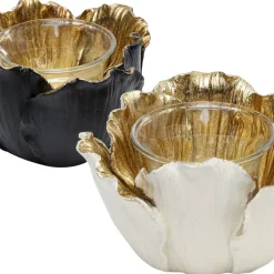 Clearance Theelichthouder Flower Bloom Creme Goud Ø10cm Woondecoratie|Kasten