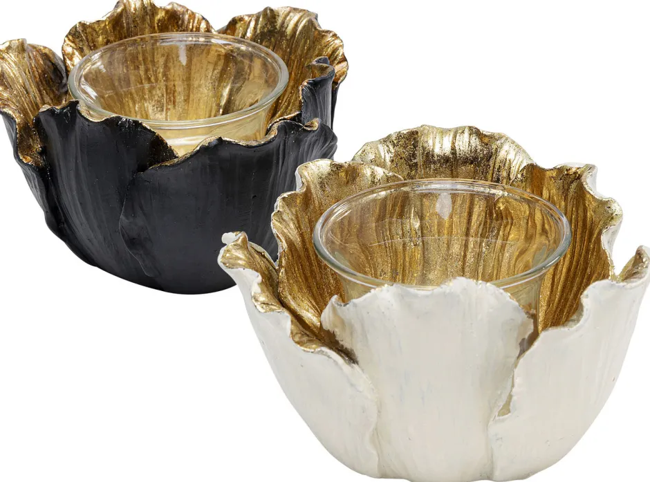 Clearance Theelichthouder Flower Bloom Creme Goud Ø10cm Woondecoratie|Kasten